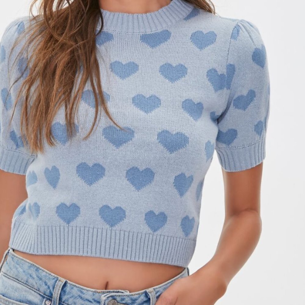 Forever 21 Sweater Knit Heart Print